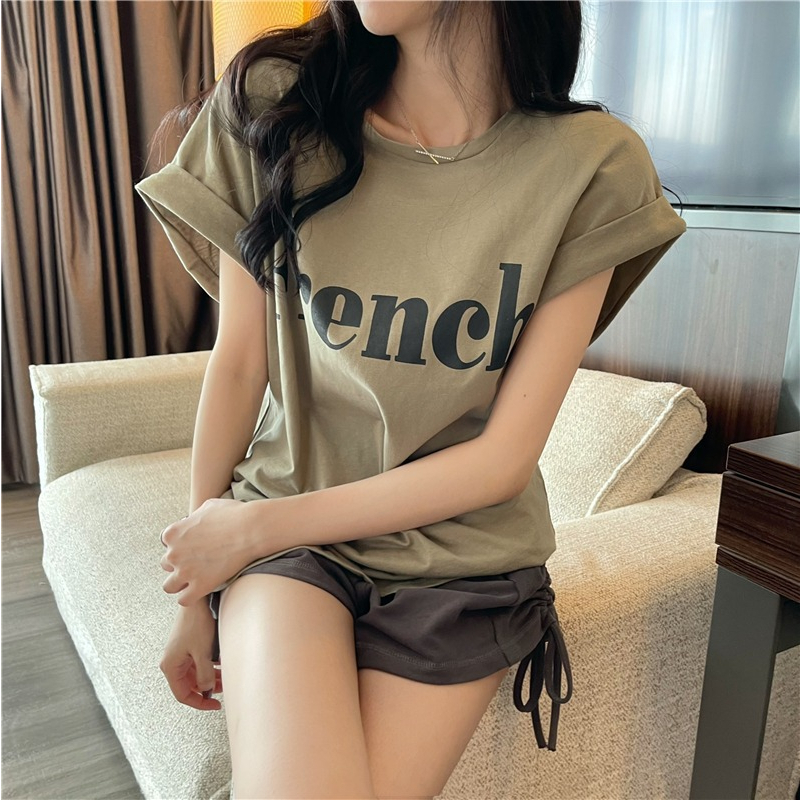 BV.ID BJ1214 Baju Atasan Tshirt Wanita Fashionable lengan Pendek Kaos Motif Vintage French