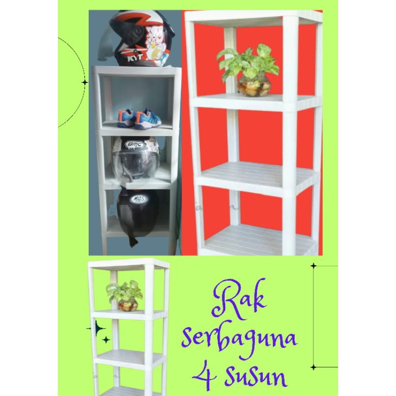 Rak Susun 4 Tingkat Serbaguna Kingdom Plastik Dapur Buku Mainan