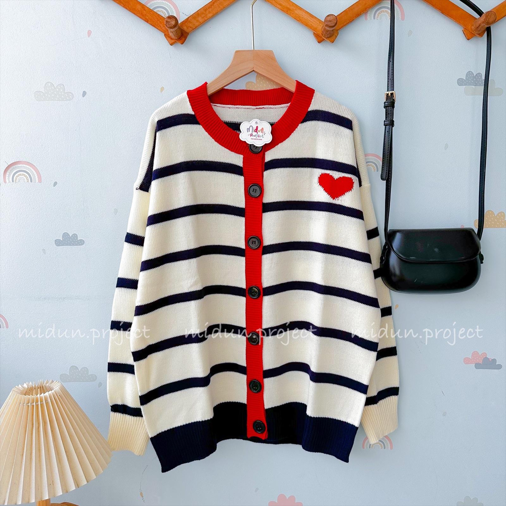 Helia Stripe Cardy | Cardigan Motif Korean Looks