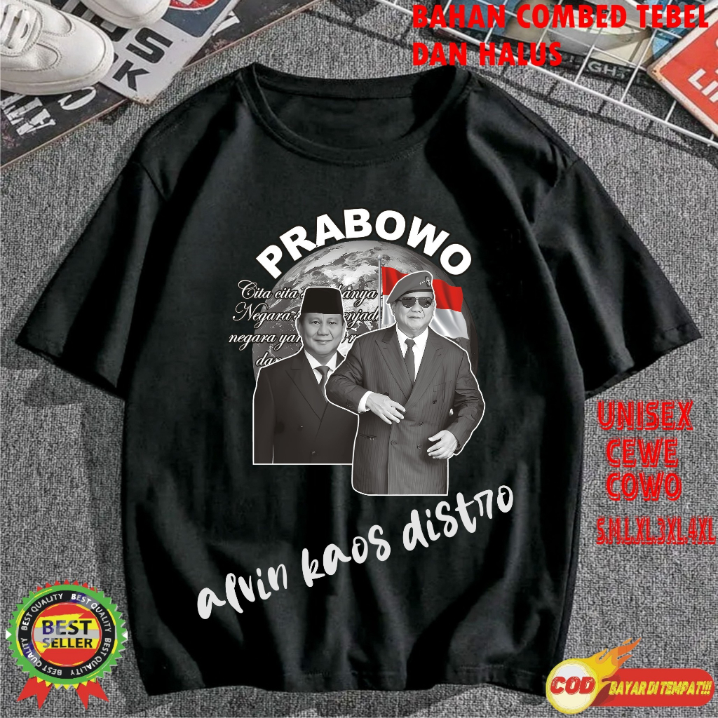 Terviral Kaos dtf pr4bowo KAOS MURAH  Kaos Putih Hitam Kaos Terlaris No 1 Promo Diskon