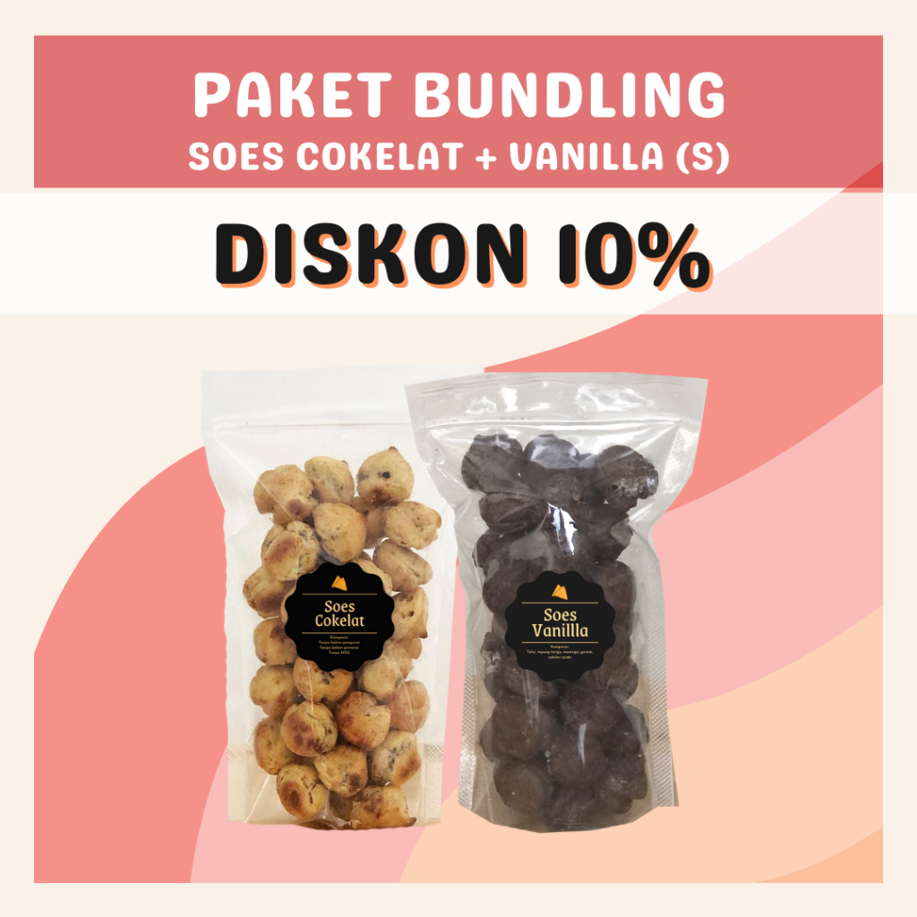 [DELISH SNACKS] Paket Bundling Soes Cokelat + Vanilla (S) / Bundle Package / Mini Sus Kue Kering