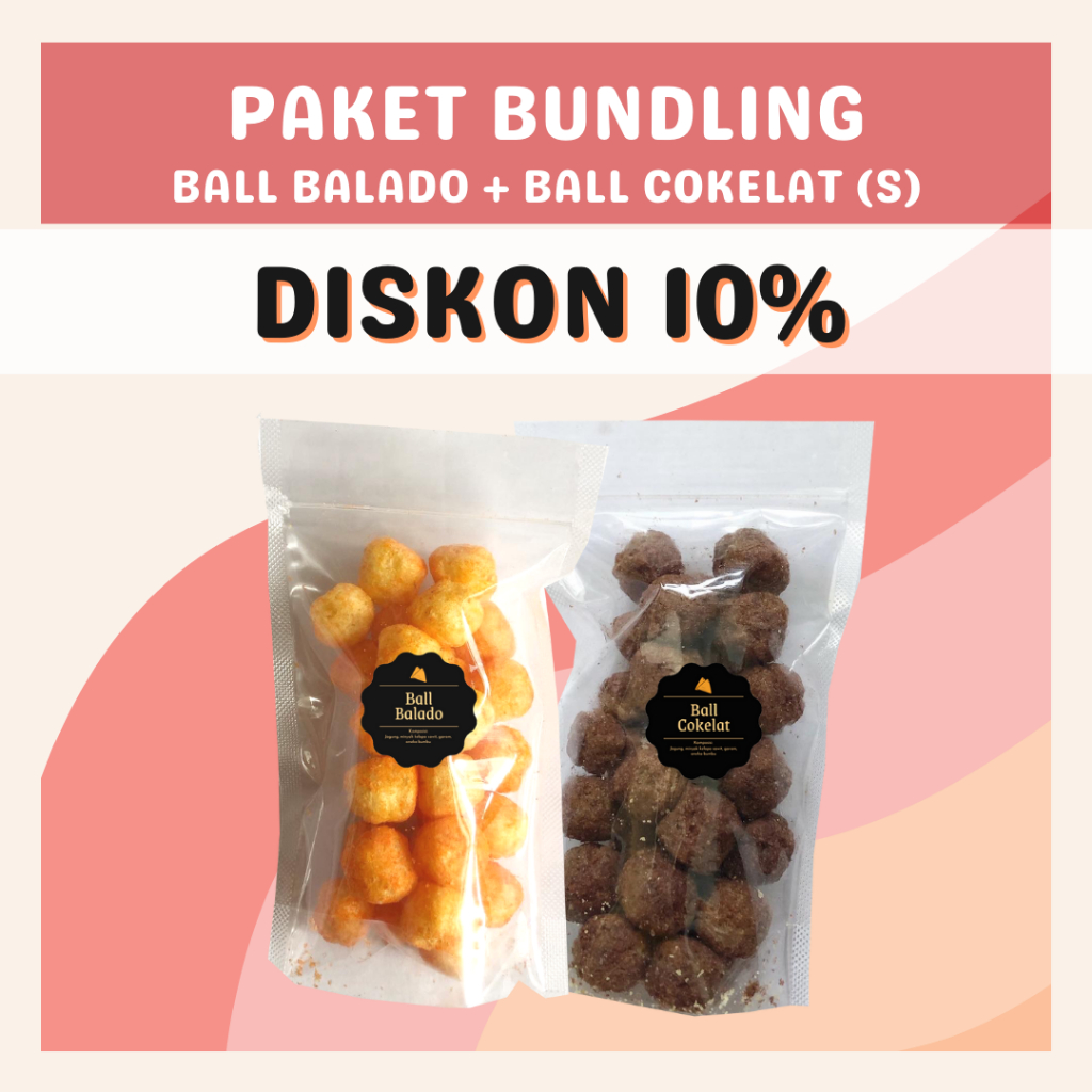 [DELISH SNACKS] Paket Bundling Ball Cokelat + Keju + Balado (S) / Bundle Package Snack Cemilan Camilan Chiki Ball