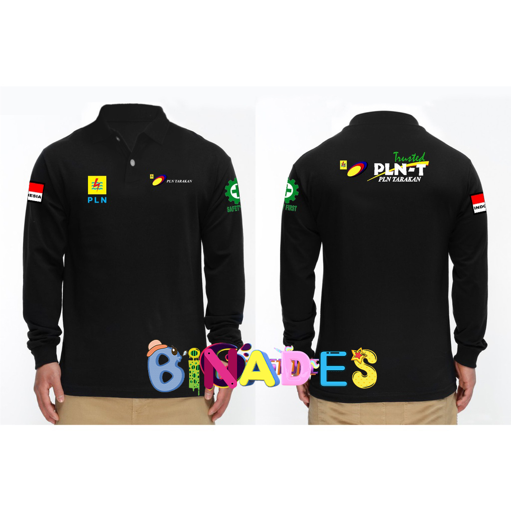 KAOS kerah model tshirts Kerah LISTRIK TARAKAN belakang dan Depan LOGO PLN - BAJU PLN LISTRIK TARAKA