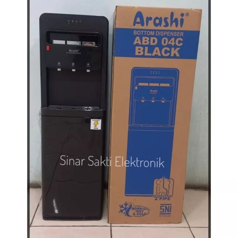 Dispenser Arashi ABD 04C Galon Bawah  ABD04C Hot Normal Cool Low Watt Dispenser Air Panas Normal Dingin