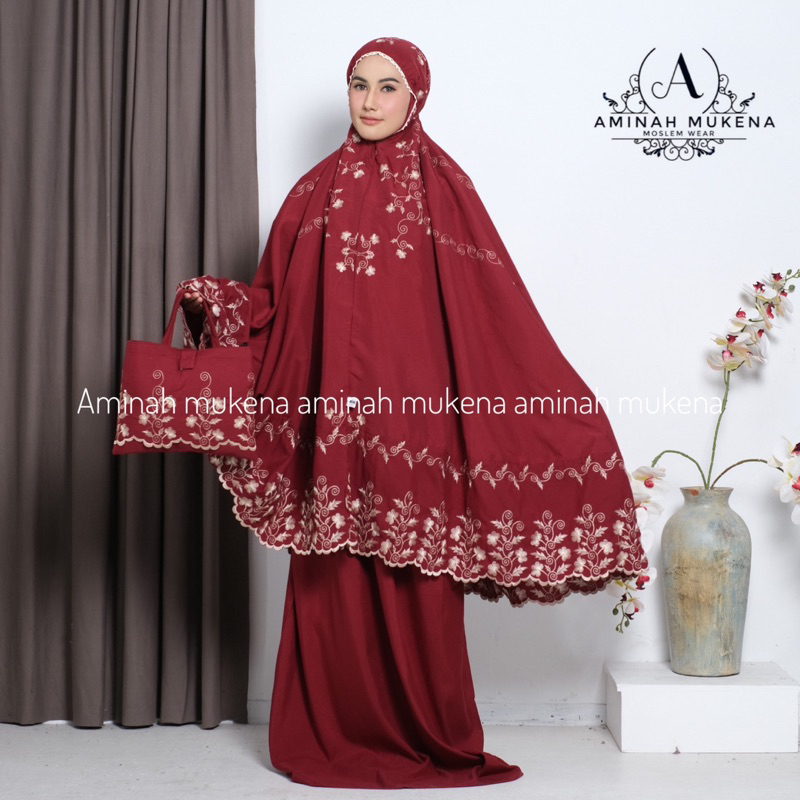 Mukena Bordir Premium Katun Renda Mewah Bella