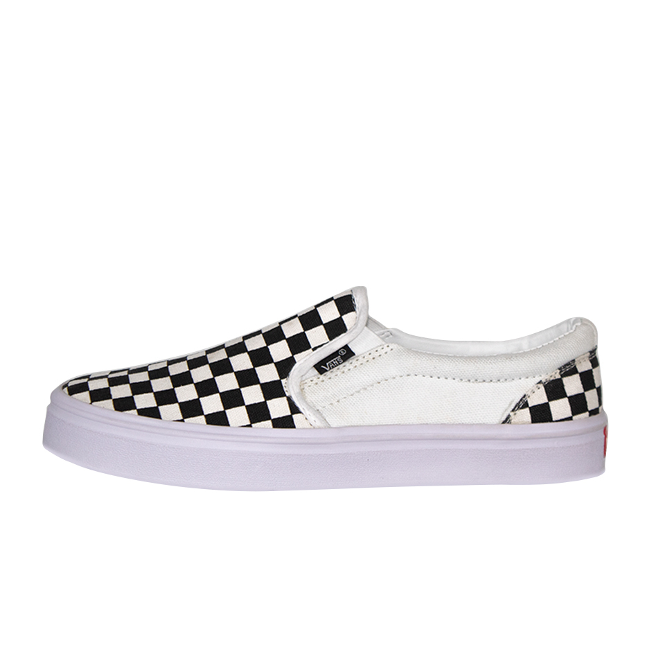 Sepatu vans slip on checkerboard hitam putih slop tanpa tali catur DT Kanvas