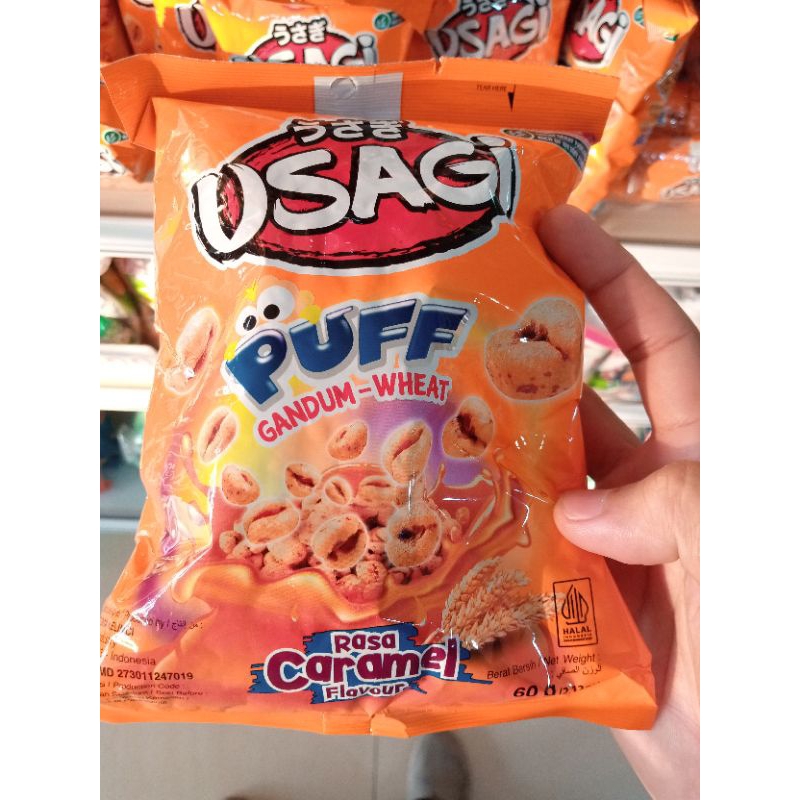 Usagi Puff 60 gram Rasa Caramel Karamel Dua Kelinci