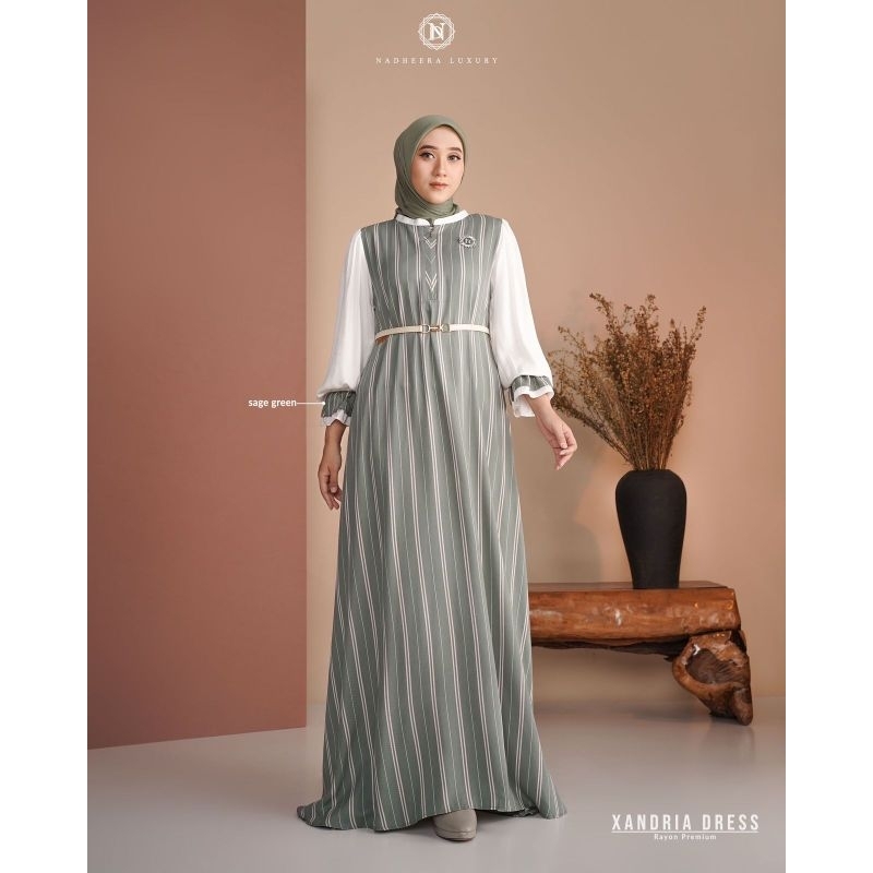 Xandria Dress by Nadheera Luxury | Gamis Xandria | Gamis Nadheera Luxury | Gamis Nadheera sage green