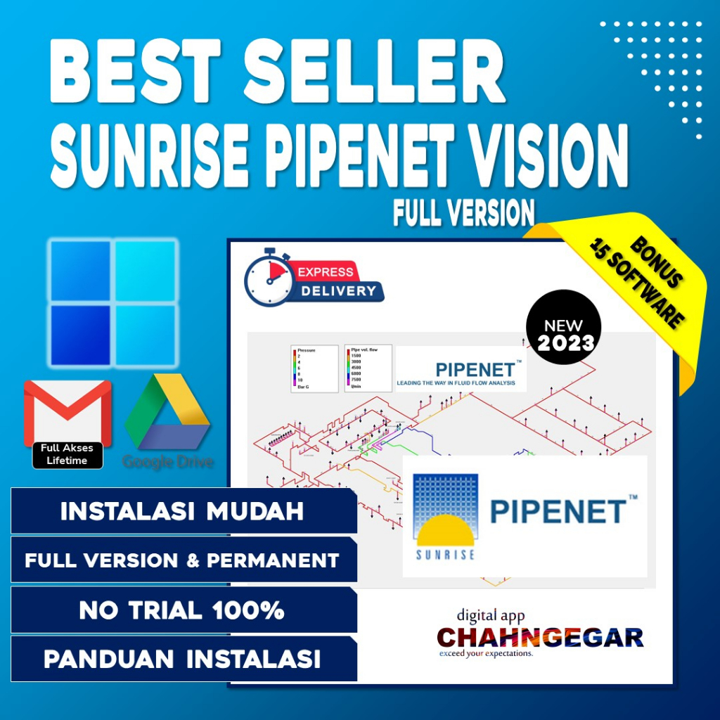 Sunrise PIPENET Vision Full Version Lifetime Software untuk perhitungan hidrolik dan analisis aliran