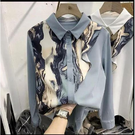 VS  - Blouse Norin Vintage Marble Korean Style Crincle Airflow