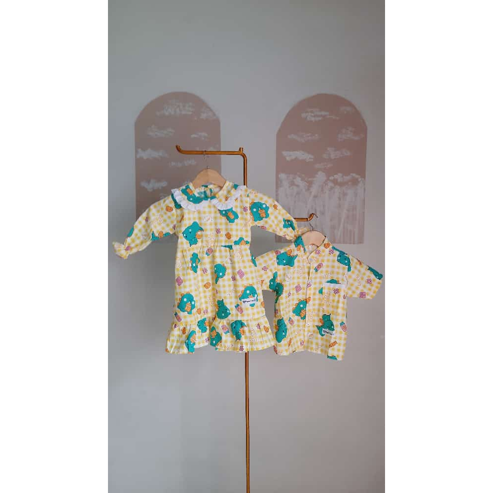 Baju anak perempuan kembar dengan laki laki bahan katun usia 0-12 tahun