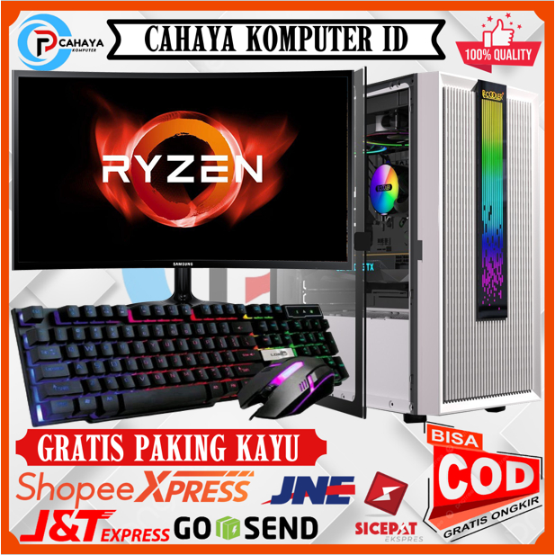 PC Rakitan AMD Ryzen 3 3200G RAM 16GB SSD 128GB HDD 500GB Murah Siap Pakai Gaming Design Okey