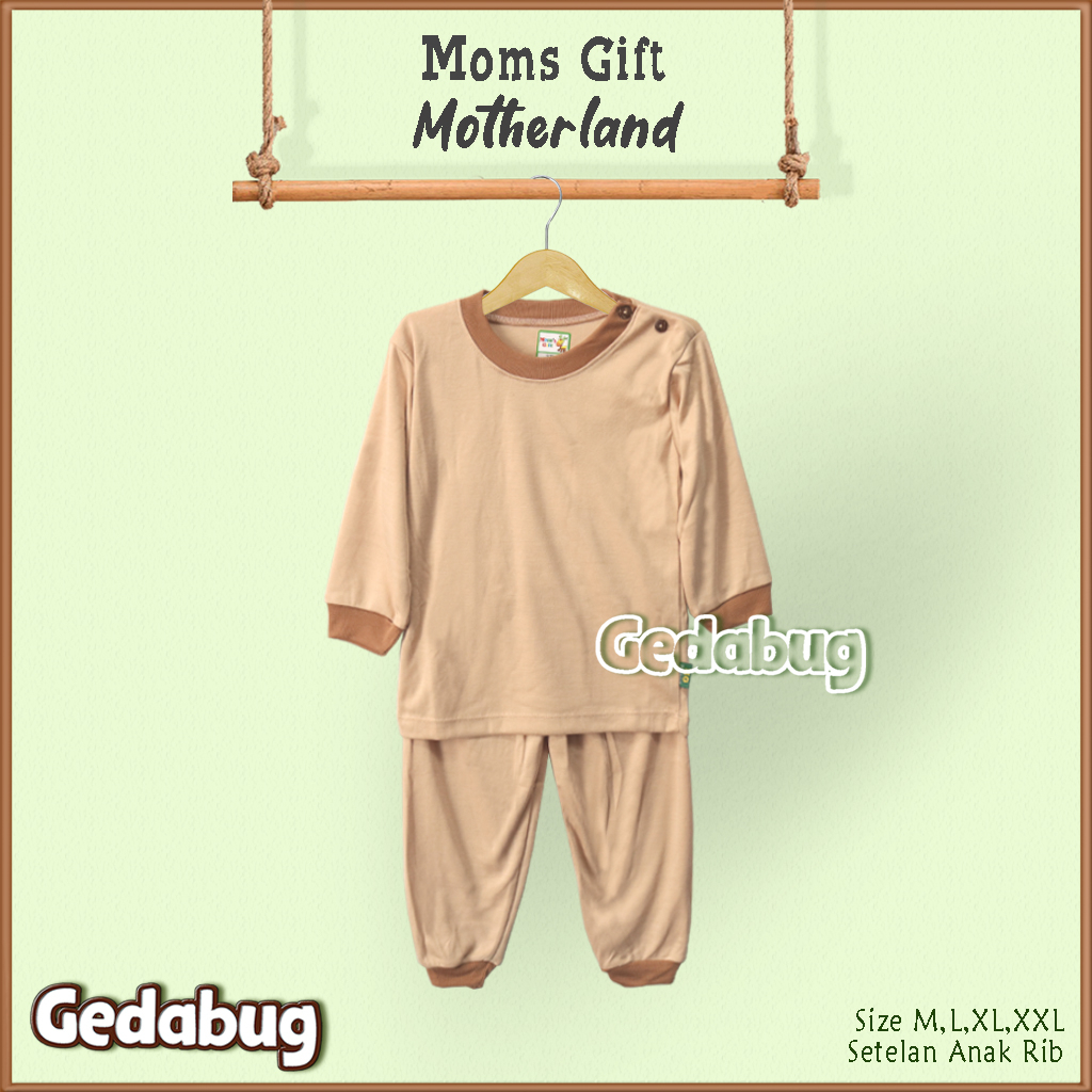 Setelan Anak Moms Gift Polos Panjang | Setelan Kaos anak Kancing Pundak Mom's Gift | Gedabug