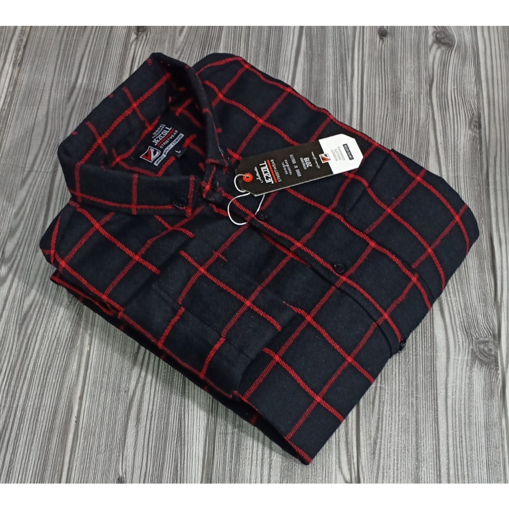 kemeja lengan panjang pria motif garis / kemeja lengan panjang pria flanel / kemeja pria lengan panjang