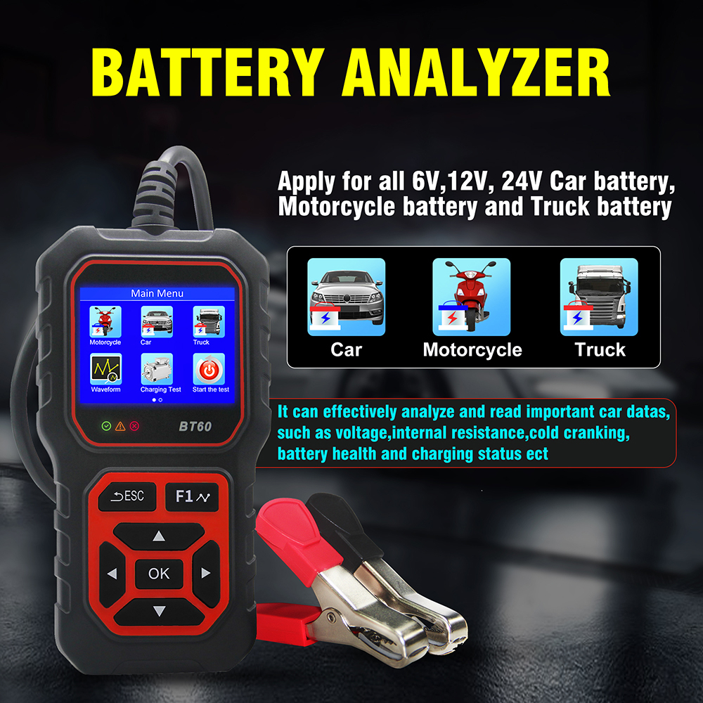 6V 12V 24V Mobil Baterai Tester Digital Battery Analyzer Pengisian Sistem Crank Tester dengan 2.4 Inci TFT layar Warna untuk Mobil Motor Truk