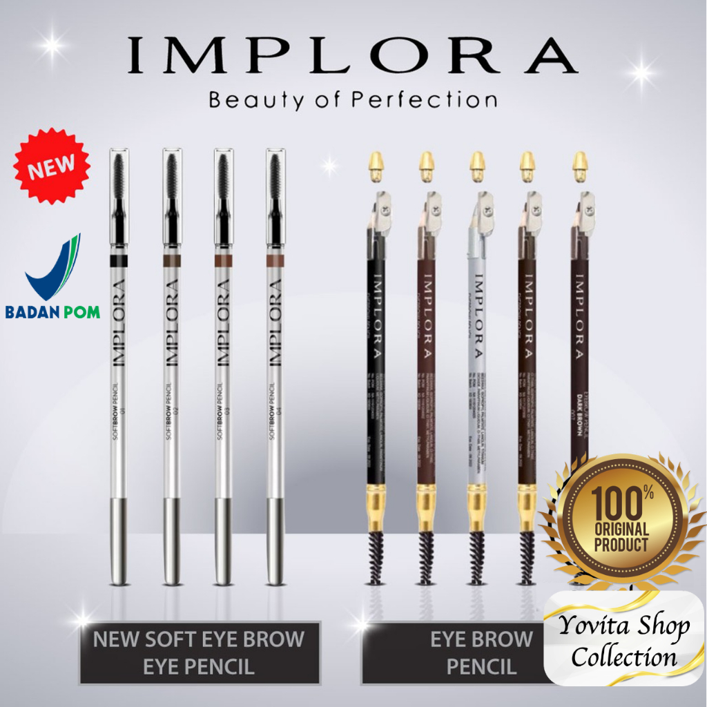 Implora Eyebrow Pencil 2 IN 1 (PENSIL + SERUTAN + SIKAT) | Pensil Alis Implora 2 IN 1