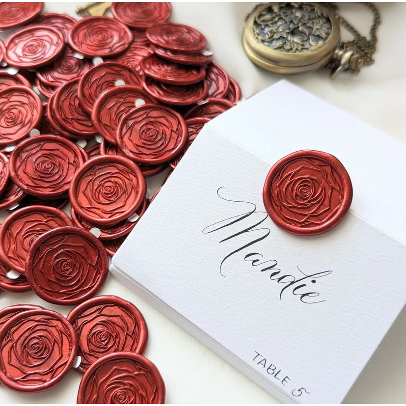 

(CLG) Rossa - 1 Pcs seal wax coin sticker siap pakai ready stock (Include double tape) / souvenir pernikahan / accesories / calligraphy / journaling / undangan / hampers