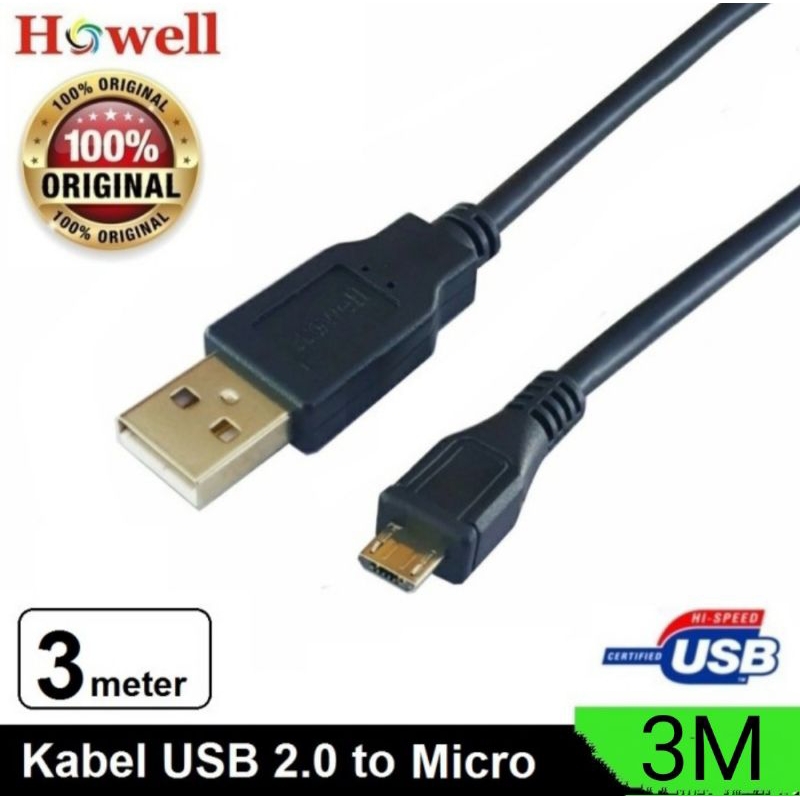 Howell Kabel USB Micro 3 M / Cable Usb To MICRO 3M