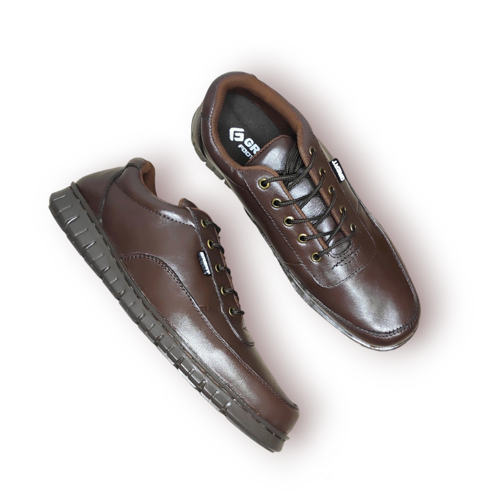 GREAT FOOTWEAR Sepatu Sneakers Pria Kulit Asli Sepatu Sepatu Kerja Pria Kasual Formal Anti Licin Kozy Brown