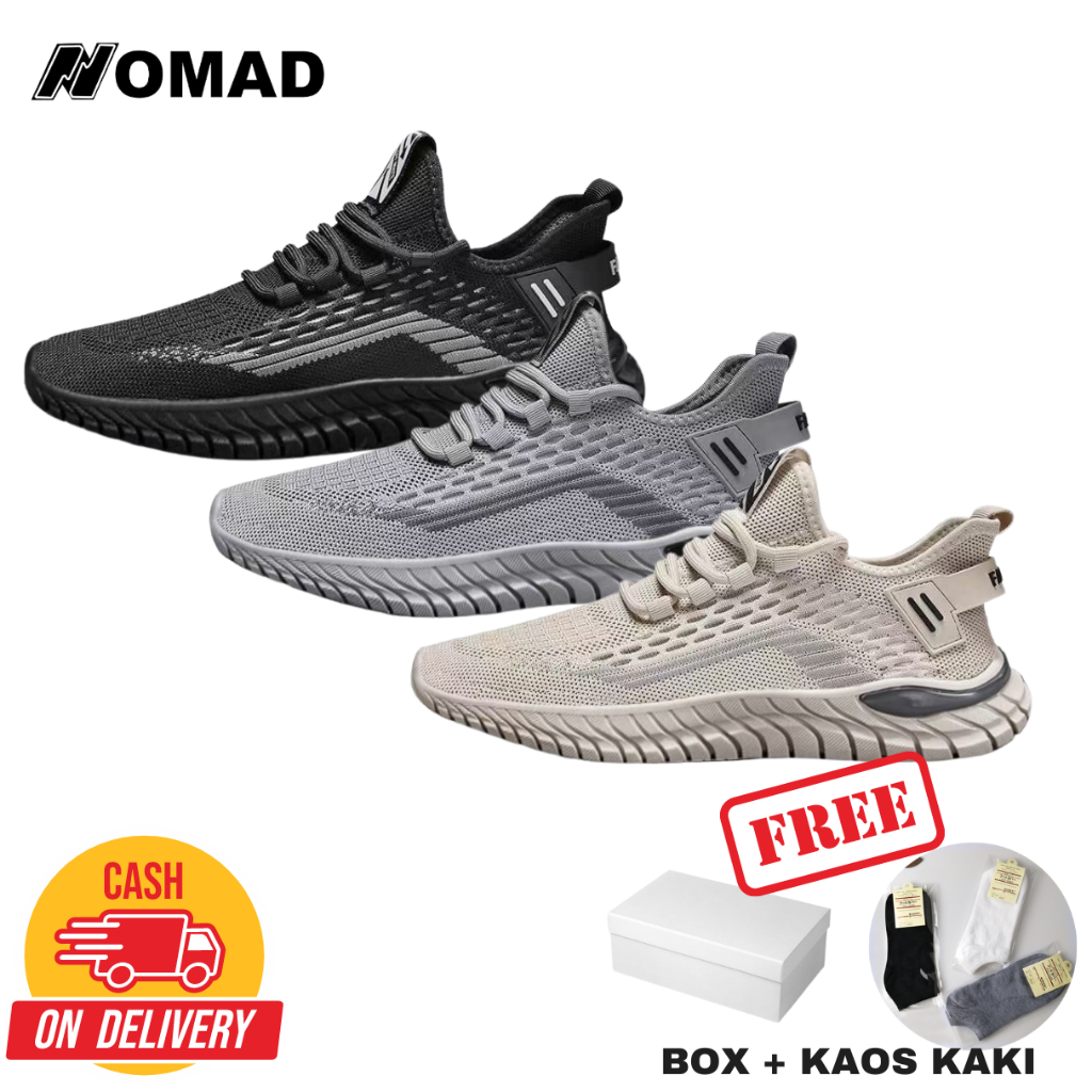 Nomad Sepatu Sneakers Pria Impor Rajut Kasual Sport Shoes Cosmic S21