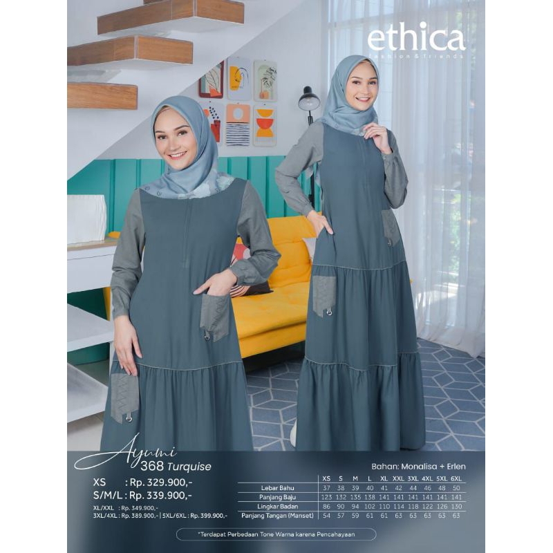 Ethica Gamis Ayumi 368 (Navy, Brown, Turquoise)