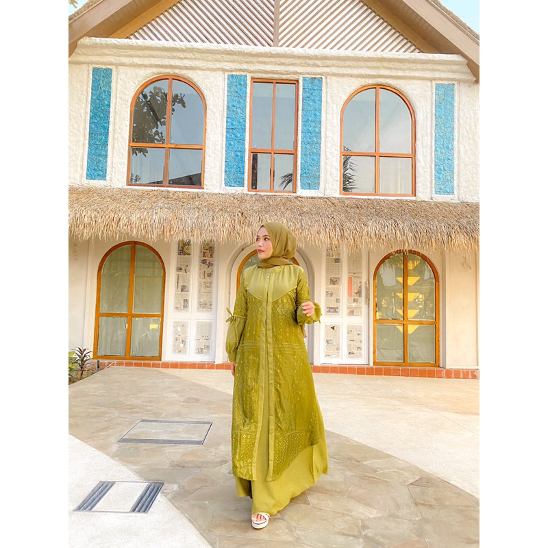 Aloha Dress armani silk bordir mix krespo original premium by saide official / pakaian baju gamis muslim wanita terbaru &amp; best seller 2023