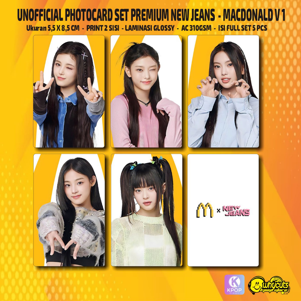 Unofficial Photocard Set Premium New Jeans / Macdonald / Cocacola / vogue / season greeting 2023 / print 2 sisi laminasi glossy / anti air tidak luntur