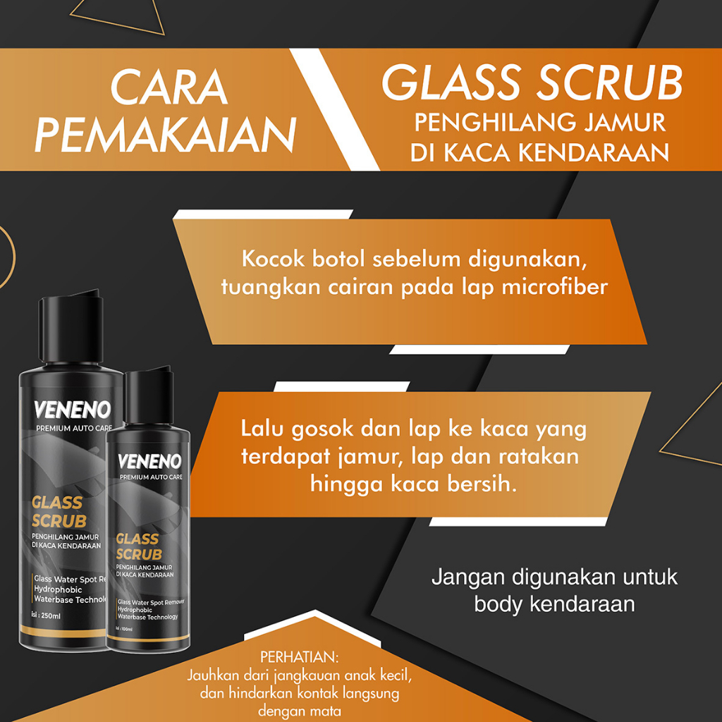 Veneno Glass Scrub - Menghilangkan Jamur Di Kaca Kendaraan - by Veneno Indonesia