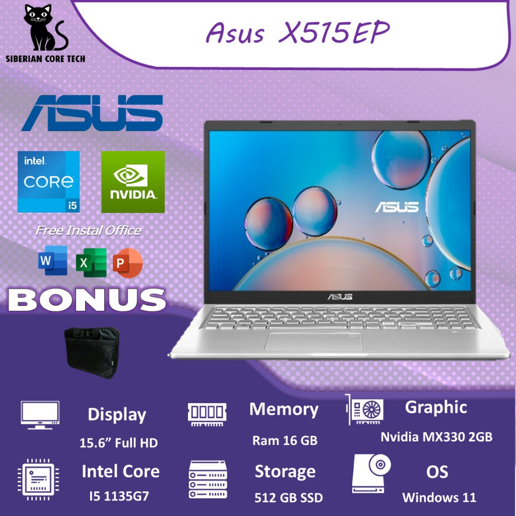 ASUS VIVOBOOK X515EP MX330 2GB/ I5 1135G7 16GB 512SSD W11PRE 15.6 FHD SLV