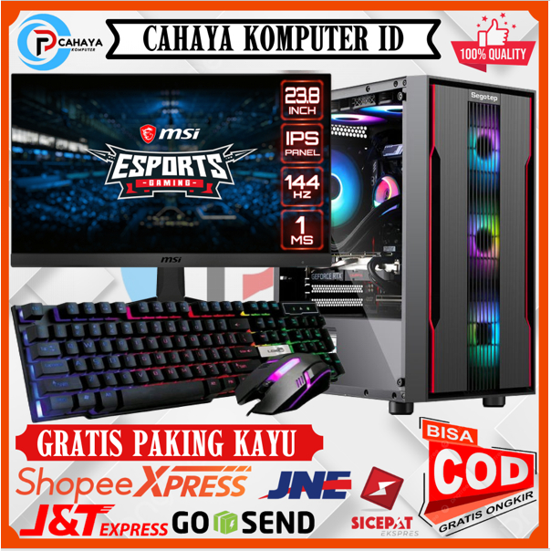 PC Rakitan Gaming Editting Fulset Intel I5 6100 Ram 16GB SSD 256GB Monitor MSI Gaming 24 Inch Siap Pakai