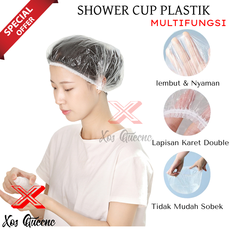 [XOQ] SHOWER CUP PLASTIK WARNA TRANSPARAN SEKALI PAKAI / KANTONG PENUTUP MAKANAN PIRING MANGKOK SERBAGUNA / TOPI MANDI BENING