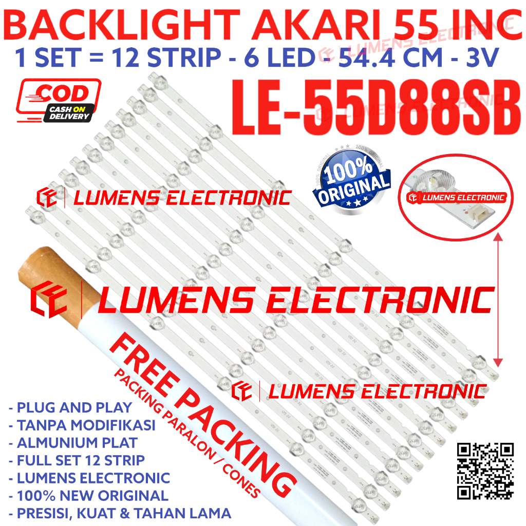 BACKLIGHT TV LED AKARI 55 INC LE 55D88SB 55D88 SB LE55D88SB LE55D88 SB LE-55D88SB LE-55D88 LAMPU BL 