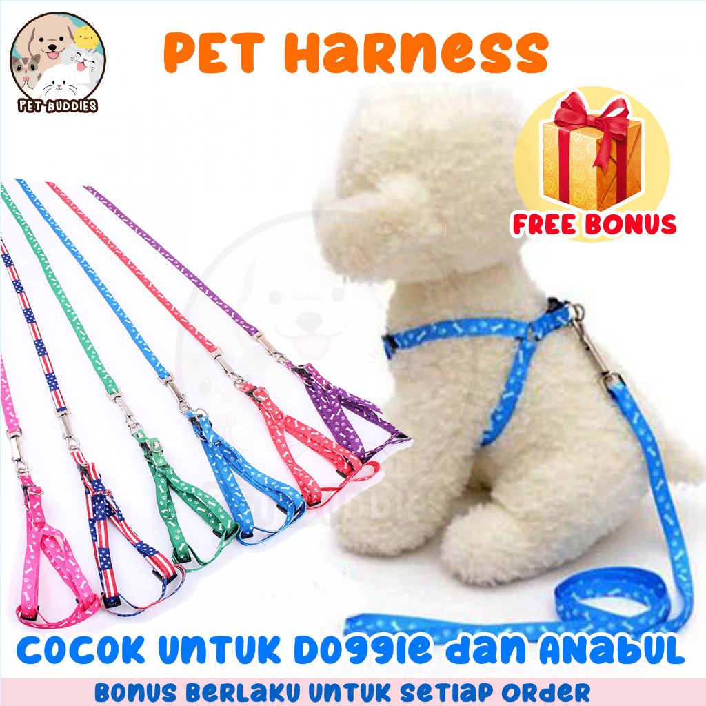 Simple Pet Harness Collar Tali Tuntun Anjing Kucing Kelinci