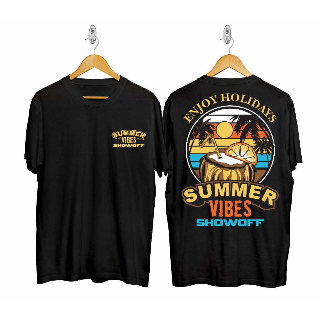 KAOS PRIA KATUN / KAOS SUMMER SURF PANTAI HITAM / KAOS LOGO SABLON / ATASAN / PAKAIAN PRIA