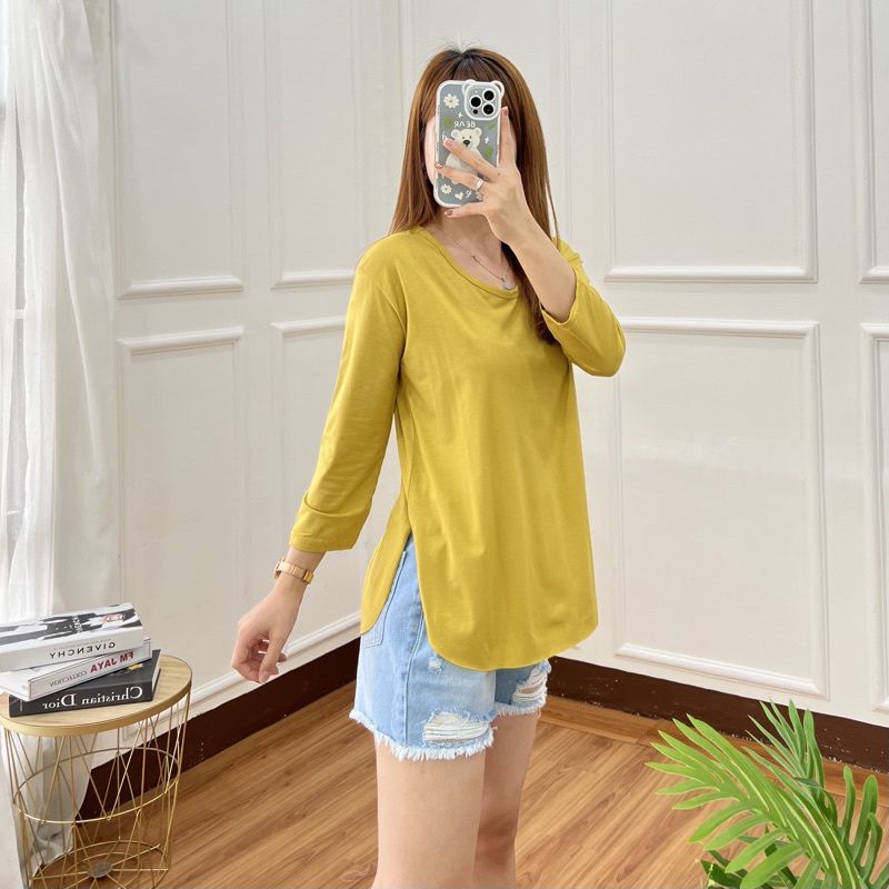 KAOS POLOS BELAH SAMPING KAOS SEHARI HARI WANITA LENGAN PANJANG