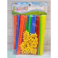 Mainan Pipa Puzzle Magic Straws 100pcs Sedotan Ajaib Bisa Bongkar Pasang Rakit DIY SH290