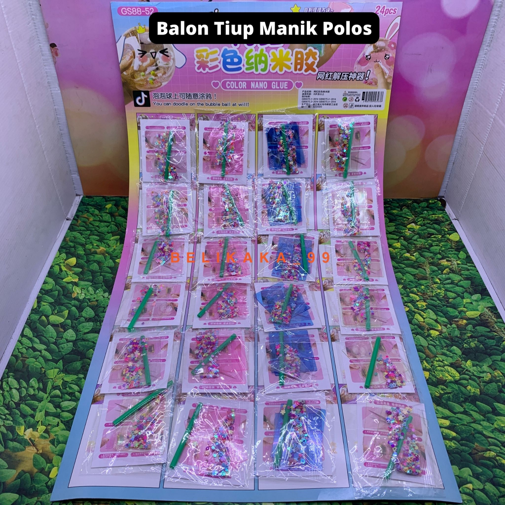 (24 PCS) MAINAN DIY BALON TIUP BUBBLE NANO TAPE MANIK-MANIK DIAMOND GLITTER / BALON TIUP MANIK-MANIK / BALON MANIK-MANIK / BALON TIUP DIAMOND / BALON TIUP GLITTER