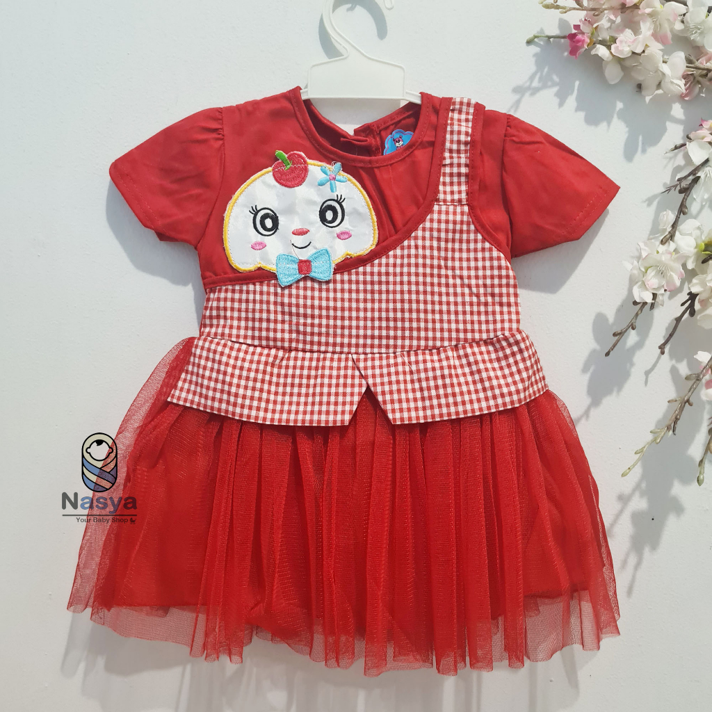 [KK-028] Dress baju Anak Bayi Perempuan 3-12 bulan rok tile