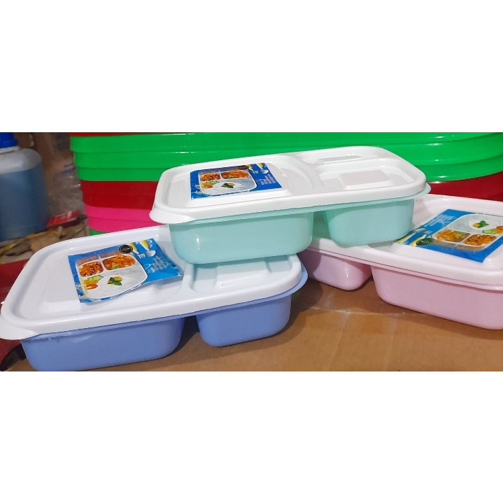 Kotak Bekal Plastik KOI 3 SEKAT Lunchbox Ompreng Souvenir Warna MURAH