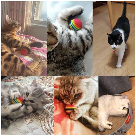 Mainan Bola Pelangi Kucing Anjing Bola Interaktif Elatis Rendah Pet Toy Aksesoris Hewan Peliharaan