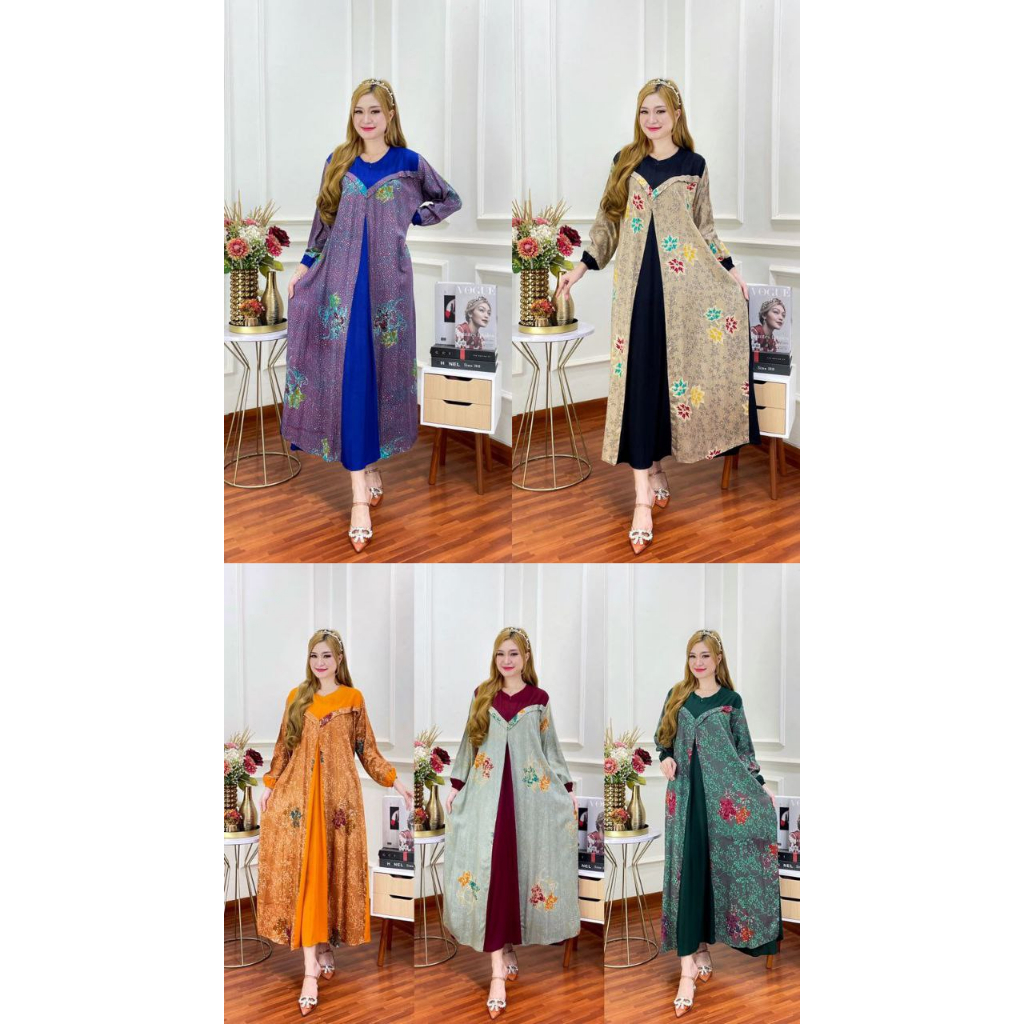 GAMIS LENGAN PANJANG MOTIF BUNGA TERBARU 2023//LONGDRESS KEINIAN LD 120