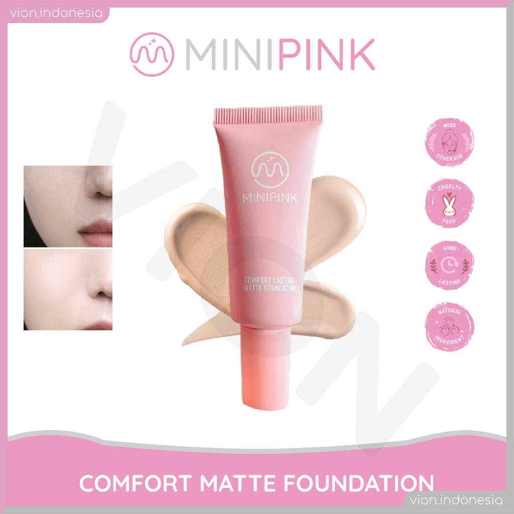 SANIYE Foundation Cair Matte Poreless Liquid Foundation Pelembab 3 Warna Full Coverage Minipink SA008