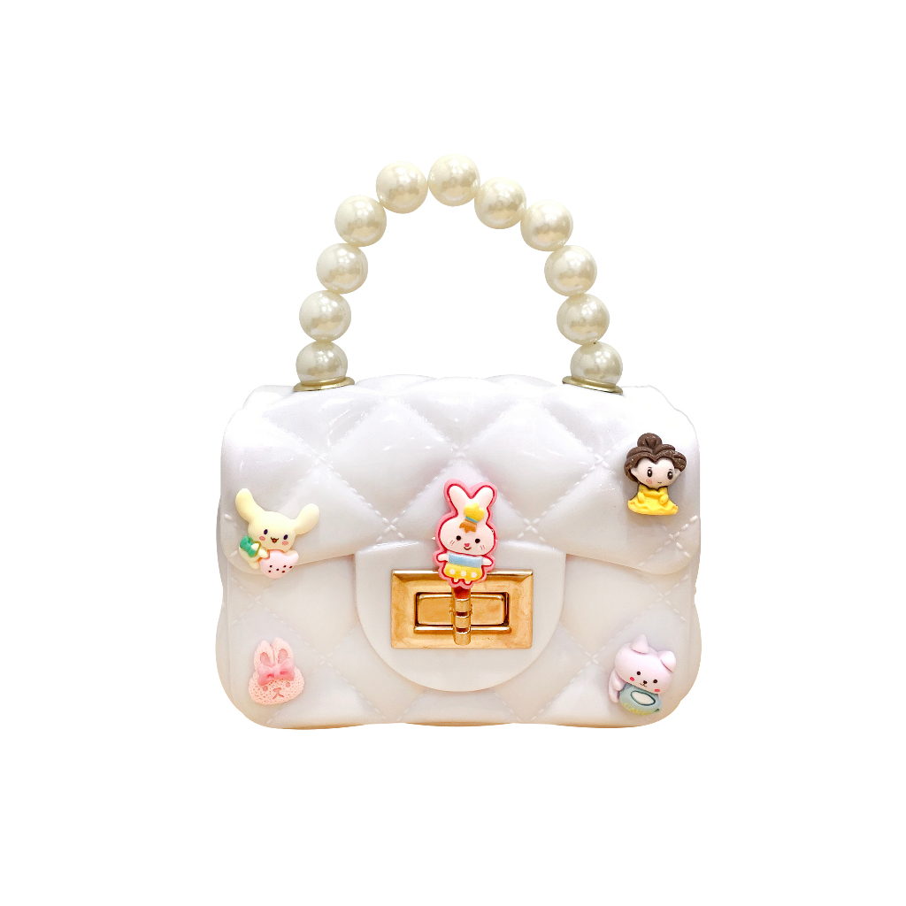 TAS SELEMPANG JELLY MINI MUTIARA ANAK IMPORT KOREA STYLE 3D STIKER