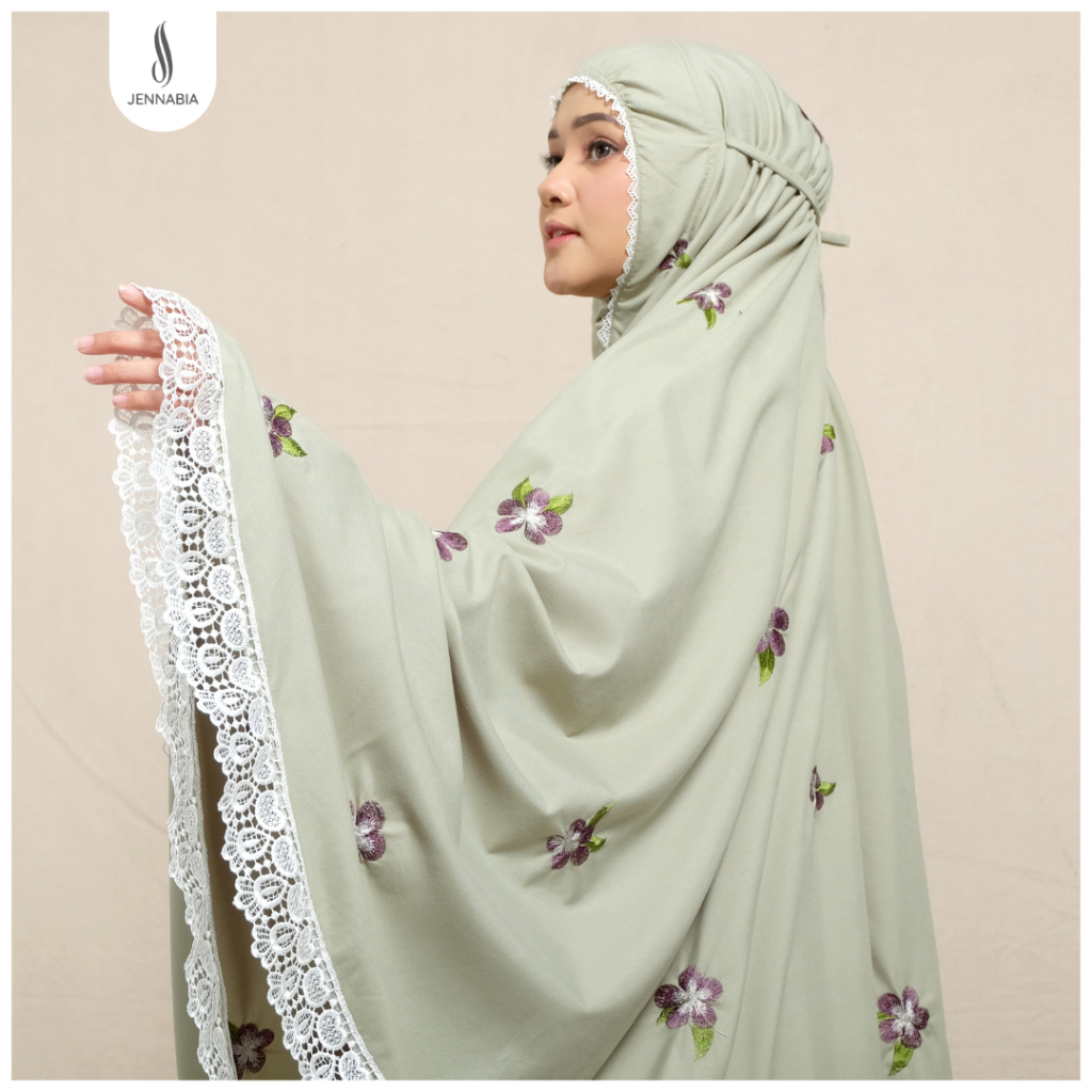 JENNABIA - Mukena Dewasa Katun Premium Bordir Cantik Sanquella Mewah Terbaru Murah