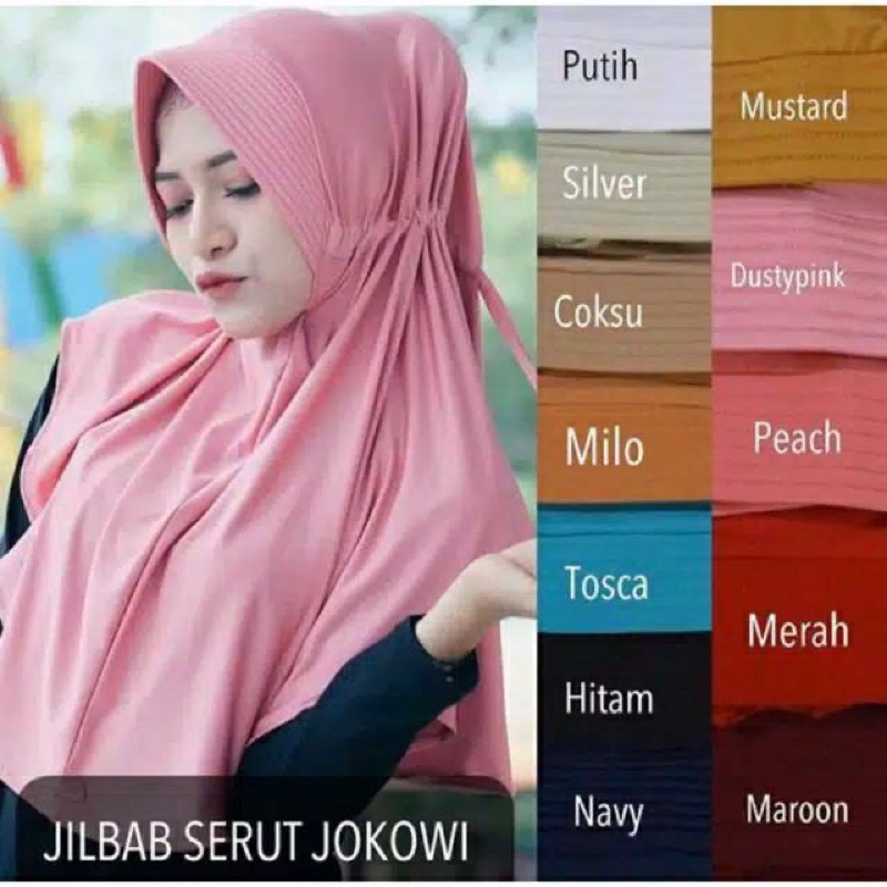 Jilbab Serut Jokowi Polos Kerudung Serut Jokowi Instan