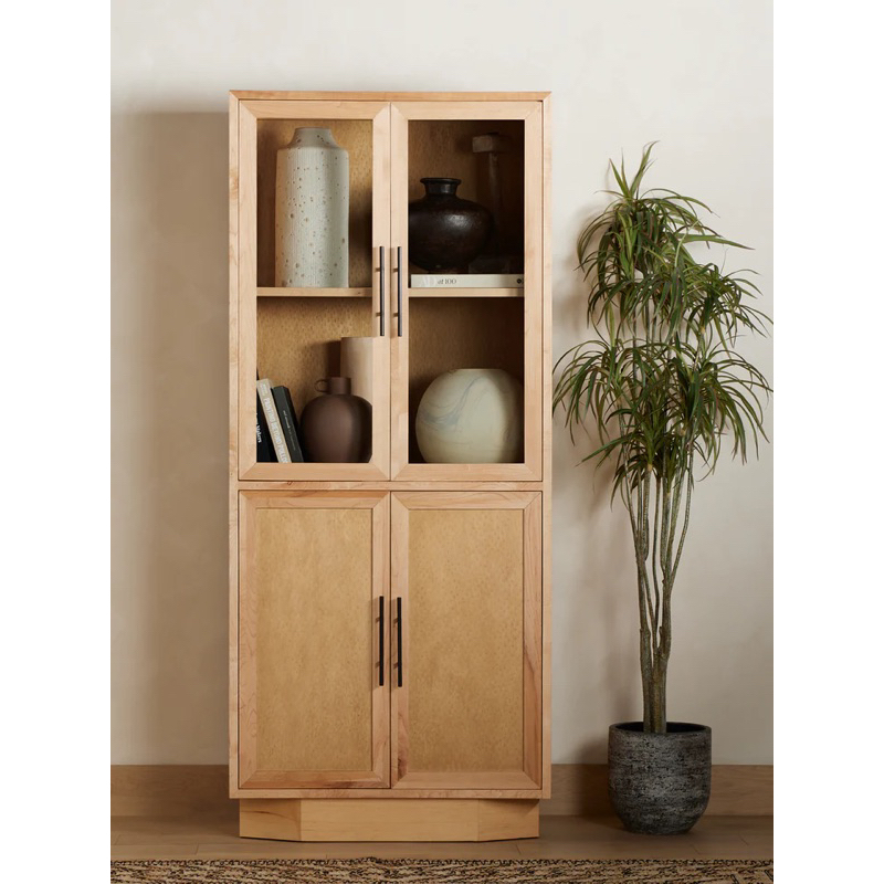 lemari pajangan jati solid jepara berkualitas simpel mewah pintu 2 lanawooden.id lemari pajangan kac