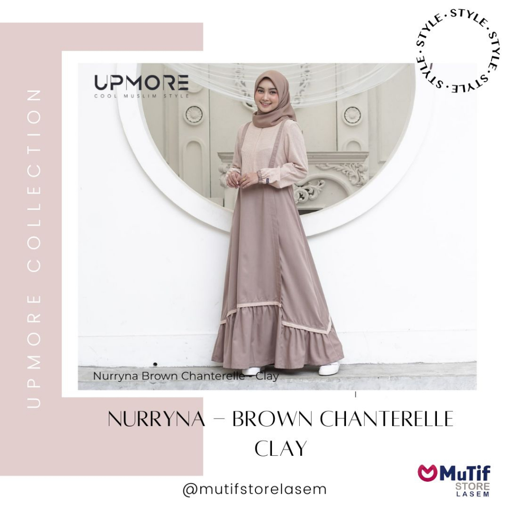 UPMORE DRESS NURRYNA BROWN CHANTERELLE CLAY - GAMIS KATUN DEWASA REMAJA ELEGAN SIMPLE BAJU KEKINIAN 