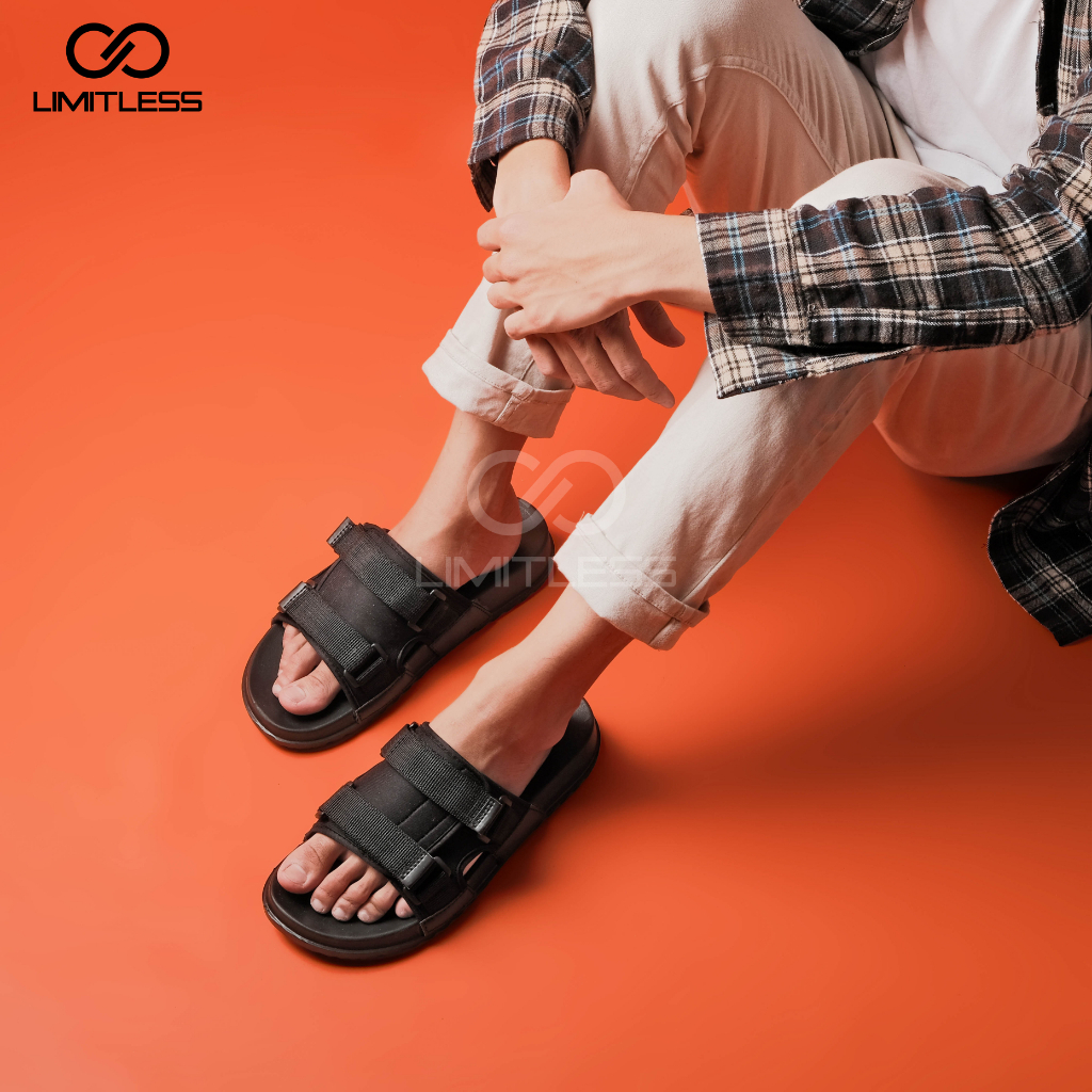 Sendal Slide Cowok Terbaru 2023 Casual Unisex Trendy Sandal Pria Slop Fashionable Dewasa Kekinian Premium