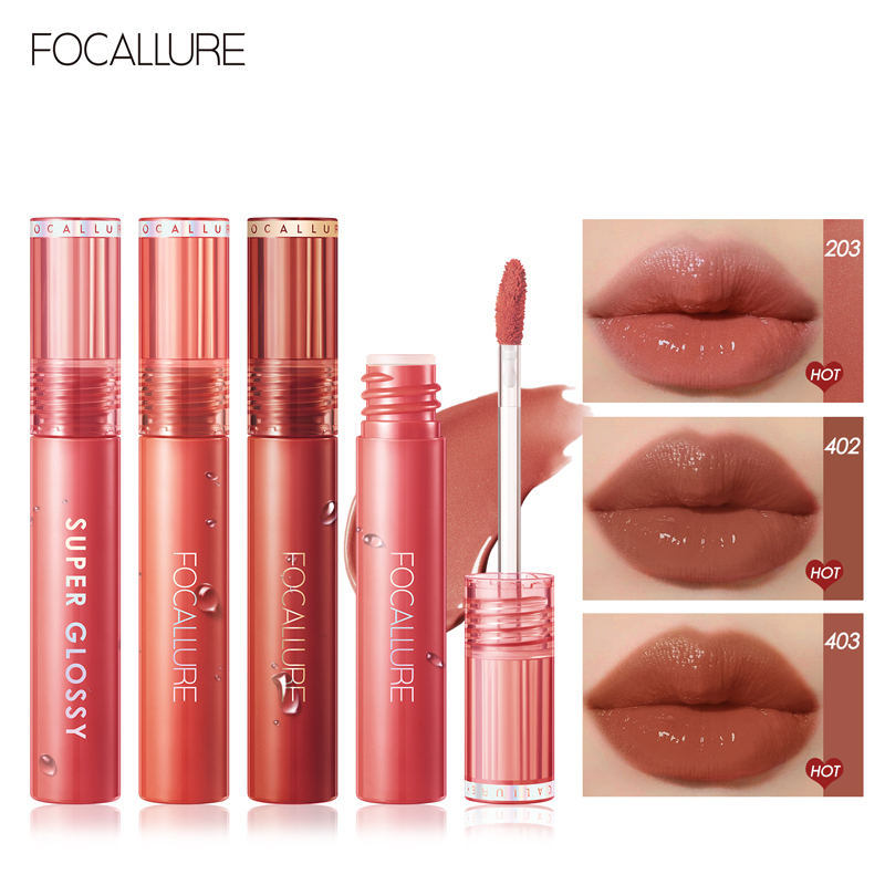 Focallure Mirror Lip Tint Gloss Jelly-Clear Dewy Lipstick Tahan lama Lipstick