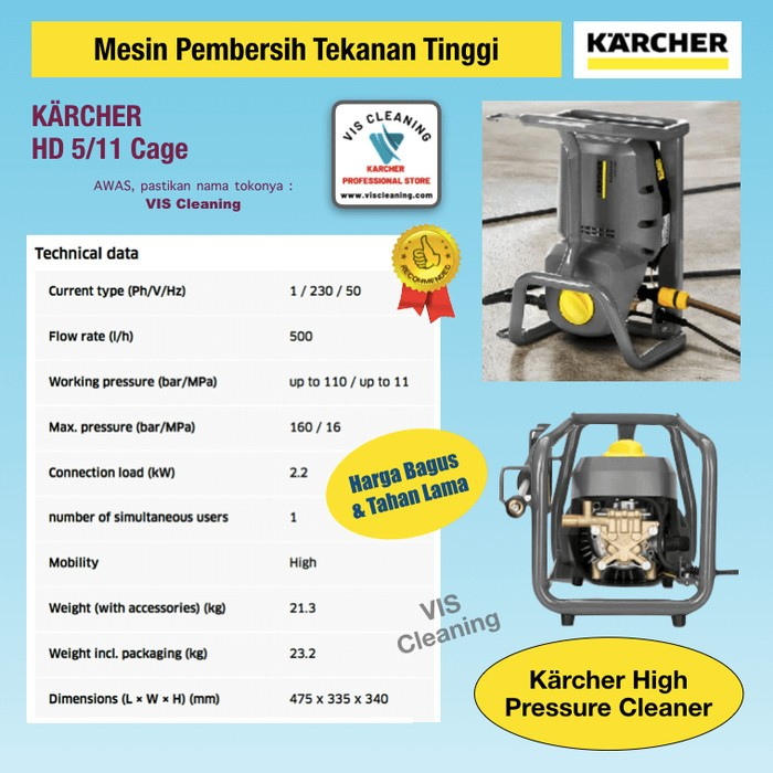 Paket Gold Usaha Cuci Mobil KARCHER HD 5/11 Cage &amp; NT 30/1 Me Classic